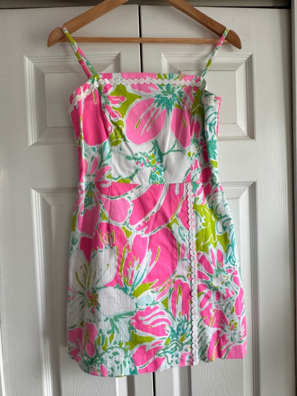 Lilly Pulitzer Jesse Skort Romper Dress Cotton Pink Green Floral Straps Sz 2 - Picture 14 of 16